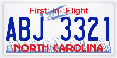 NC license plate ABJ3321