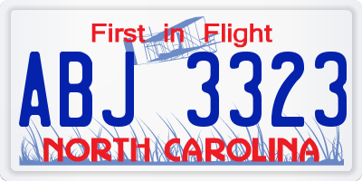 NC license plate ABJ3323