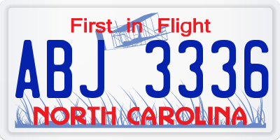NC license plate ABJ3336