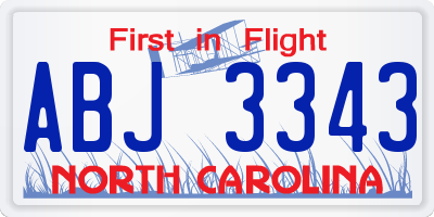 NC license plate ABJ3343