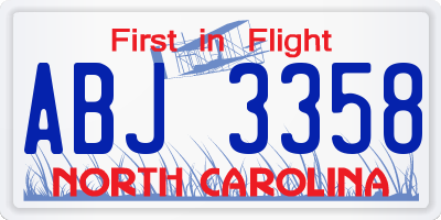 NC license plate ABJ3358