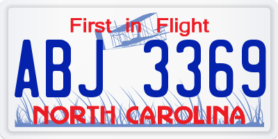NC license plate ABJ3369