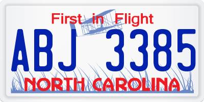 NC license plate ABJ3385