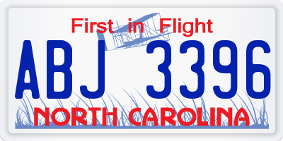NC license plate ABJ3396