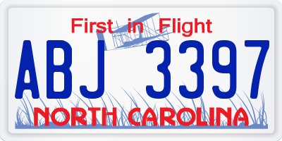 NC license plate ABJ3397