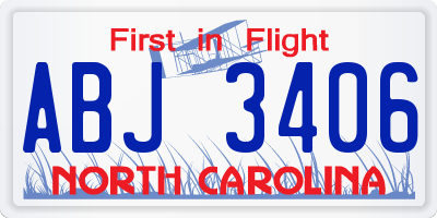 NC license plate ABJ3406