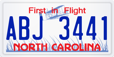 NC license plate ABJ3441