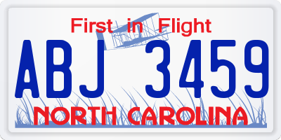 NC license plate ABJ3459