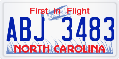 NC license plate ABJ3483