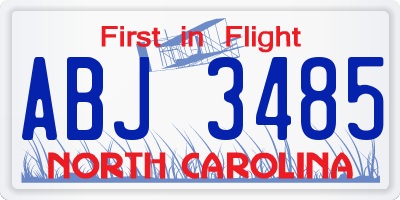 NC license plate ABJ3485