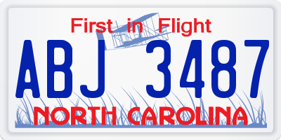 NC license plate ABJ3487
