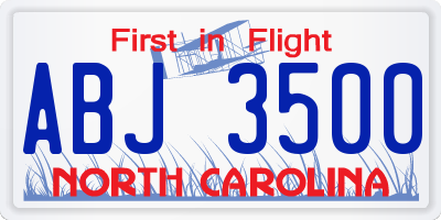 NC license plate ABJ3500