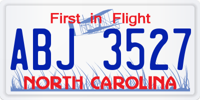 NC license plate ABJ3527