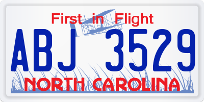 NC license plate ABJ3529