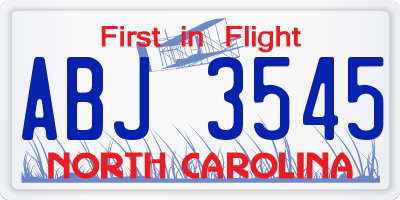 NC license plate ABJ3545
