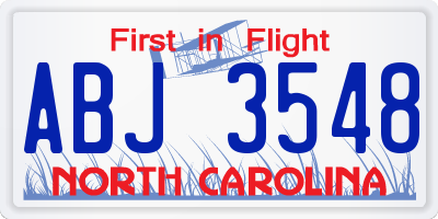 NC license plate ABJ3548