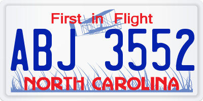 NC license plate ABJ3552