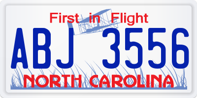 NC license plate ABJ3556