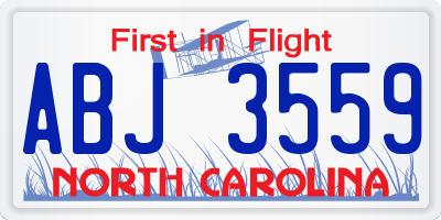 NC license plate ABJ3559