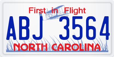 NC license plate ABJ3564
