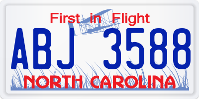 NC license plate ABJ3588
