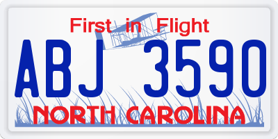 NC license plate ABJ3590