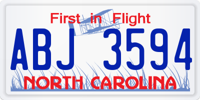 NC license plate ABJ3594