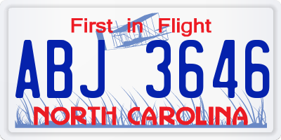 NC license plate ABJ3646