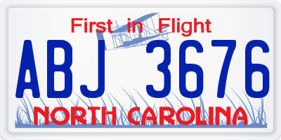 NC license plate ABJ3676