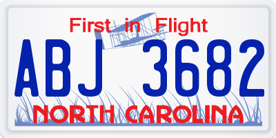 NC license plate ABJ3682