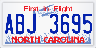 NC license plate ABJ3695