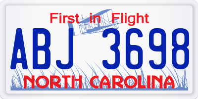 NC license plate ABJ3698