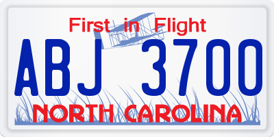 NC license plate ABJ3700