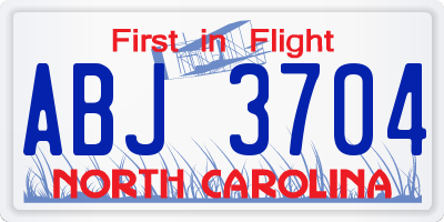 NC license plate ABJ3704