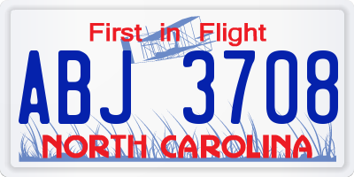 NC license plate ABJ3708