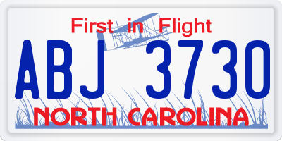 NC license plate ABJ3730