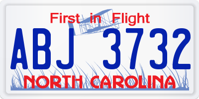NC license plate ABJ3732