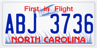 NC license plate ABJ3736