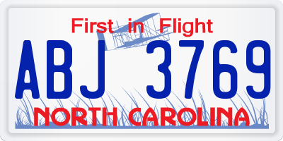 NC license plate ABJ3769