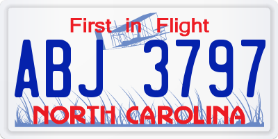 NC license plate ABJ3797