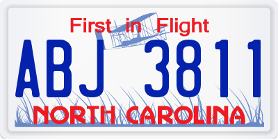 NC license plate ABJ3811