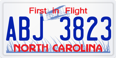 NC license plate ABJ3823
