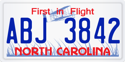 NC license plate ABJ3842