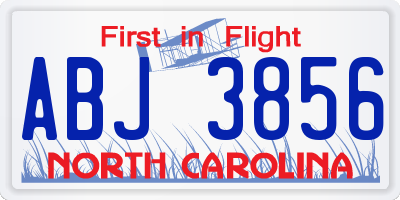 NC license plate ABJ3856