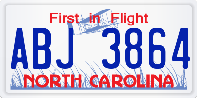 NC license plate ABJ3864