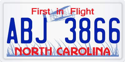 NC license plate ABJ3866