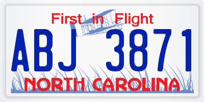 NC license plate ABJ3871