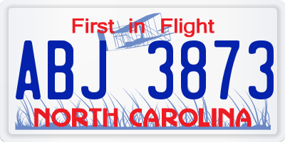 NC license plate ABJ3873