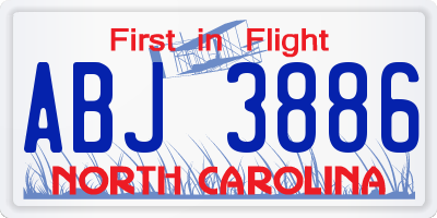 NC license plate ABJ3886