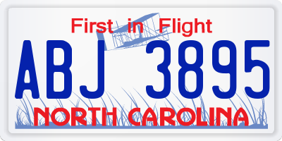 NC license plate ABJ3895